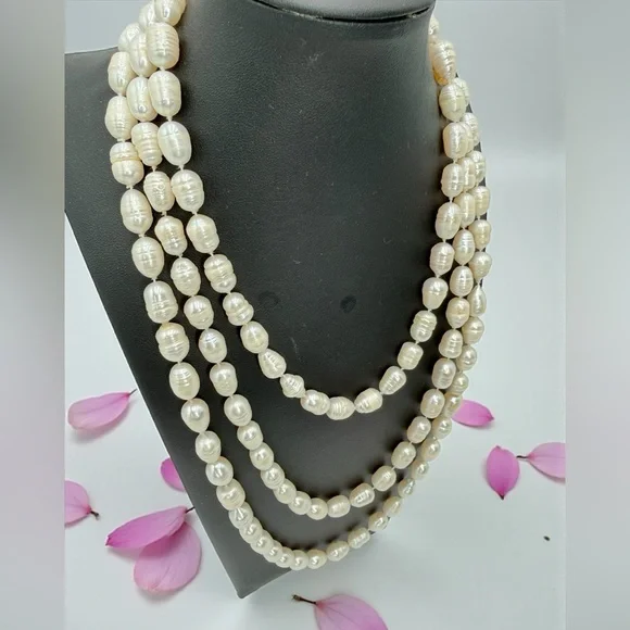 64” Genuine Baroque Pearl Opera Necklace 160g Cream Ivory Statement Piece - Picture 4 of 17